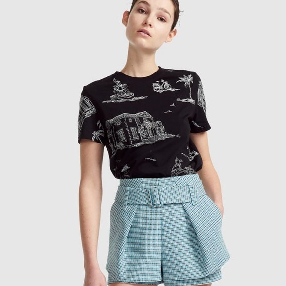 Maje Tops - MAJE TOULOUSE PARIS EMBROIDERY BLACK COTTON TEE TOP
